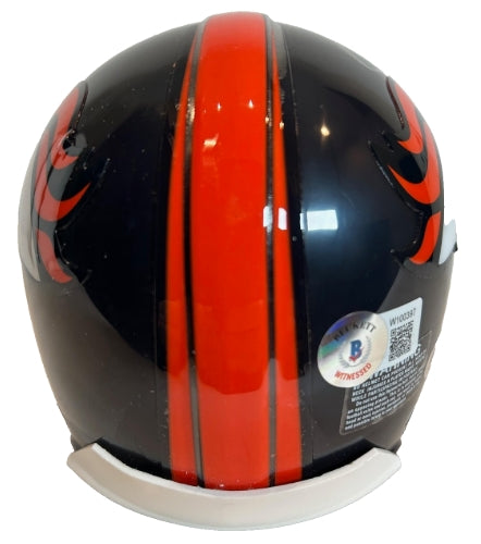 Terrell Davis Autographed/Inscribed SB XXXII MVP & HOF 17 Broncos Mini Helmet - BAS COA - Latitude Sports Marketing