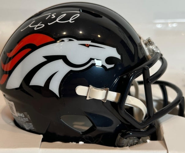 Tim Tebow Autographed Denver Broncos Navy Mini Helmet - Beckett COA - Latitude Sports Marketing