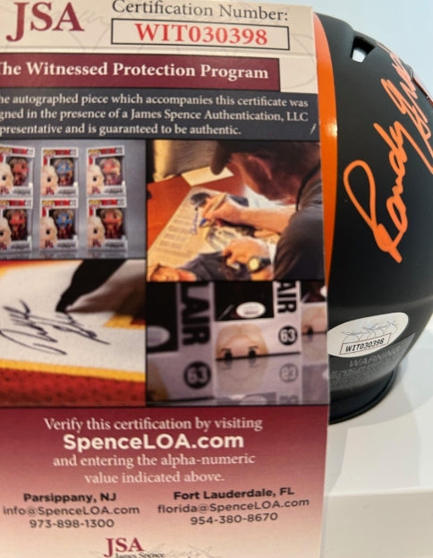 Randy Gradishar Autographed/Inscribed ROF '89 Broncos Eclipse Alternate Black Mini Helmet JSA COA - Latitude Sports Marketing