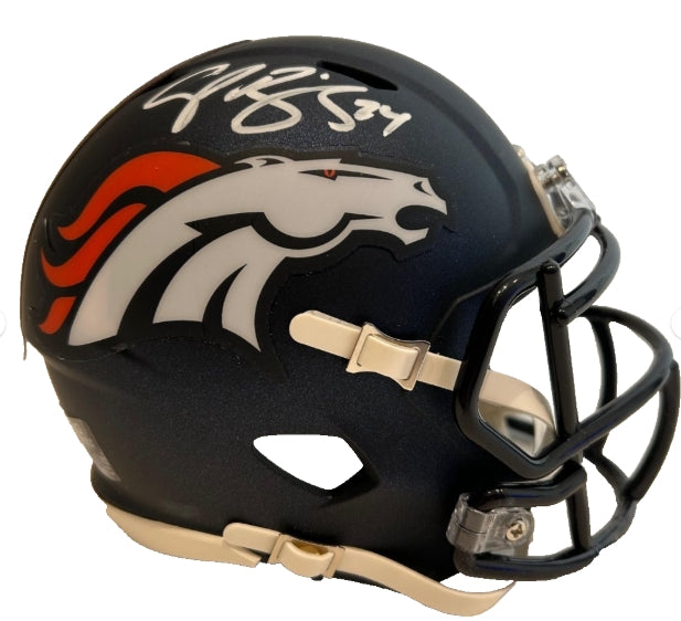 Champ Bailey Autographed Denver Broncos Navy Mini Helmet - BAS COA - Latitude Sports Marketing
