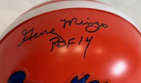 Gene Mingo Autographed/Inscribed ROF14 Denver Broncos 1962 Mini Helmet RMM COA - Latitude Sports Marketing