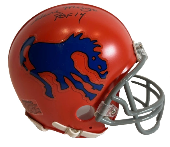 Gene Mingo Autographed/Inscribed ROF14 Denver Broncos 1962 Mini Helmet RMM COA - Latitude Sports Marketing
