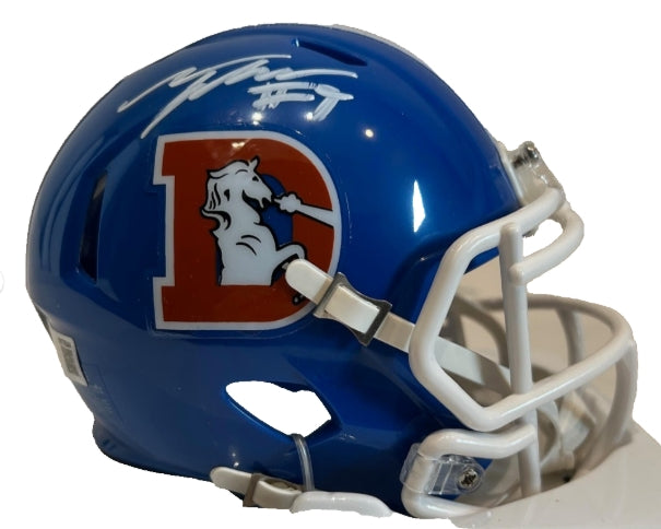 Talanoa Hufanga Autographed Denver Broncos Retro "D" Mini Helmet - BAS COA - Latitude Sports Marketing