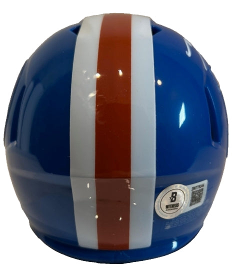 Talanoa Hufanga Autographed Denver Broncos Retro "D" Mini Helmet - BAS COA - Latitude Sports Marketing