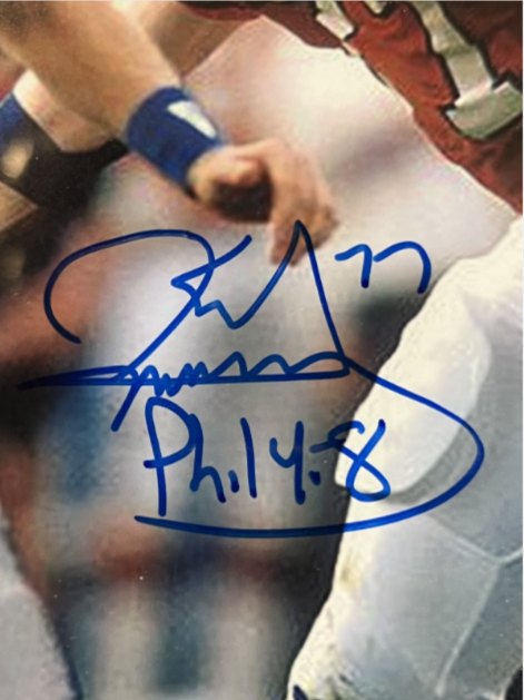 Karl Mecklenburg Autographed/Inscribed Denver Broncos 8x10 Photo With Plaque BAS COA - Latitude Sports Marketing