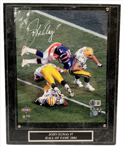 John Elway Autographed Denver Broncos 8x10 Photo/Plaque BAS COA - Latitude Sports Marketing