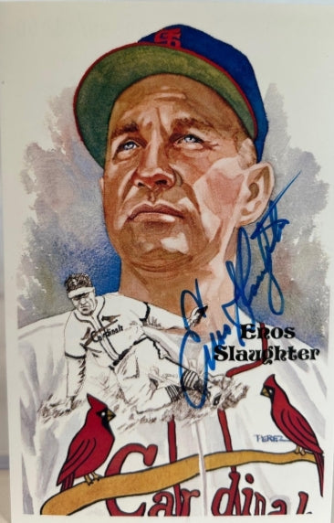 Enos Slaughter Autographed Cardinals Perez-Steele 8th Series Card #191 JSA COA - Latitude Sports Marketing
