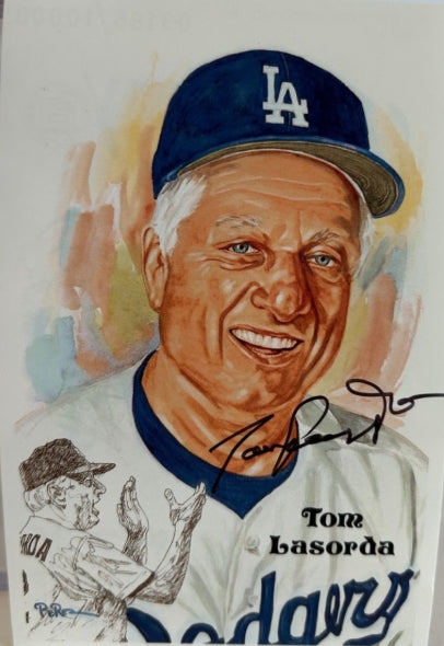 Tom Lasorda Autographed Perez-Steele Postcard 14th Series Card #230 JSA COA - Latitude Sports Marketing