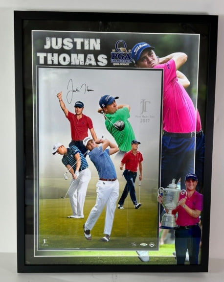Justin Thomas Autographed 16x24 Photo in Custom LED Frame - Upper Deck Authenticated