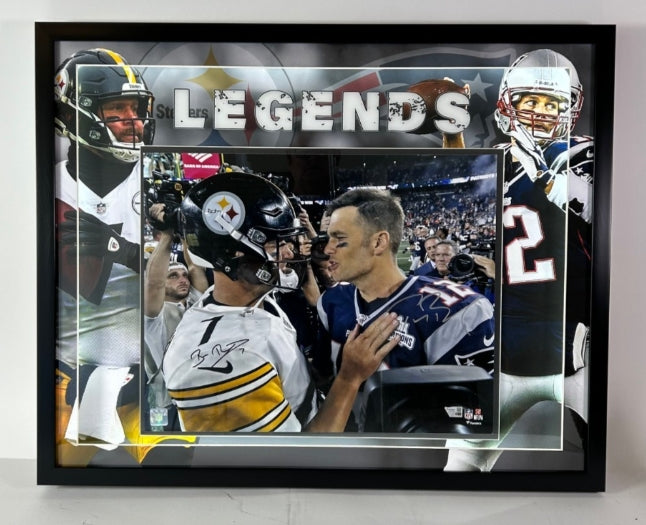 Tom Brady & Ben Roethlisberger Dual Autographed "Legends" 16x20 LED Fanatics COA