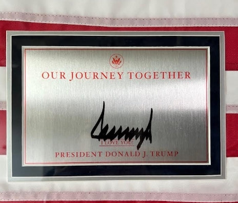 Donald J. Trump Framed Collage w/ Flag & Photos and Butler Eagle w/Fax Signature