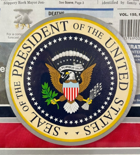 Donald J. Trump Framed Collage w/ Flag & Photos and Butler Eagle w/Fax Signature