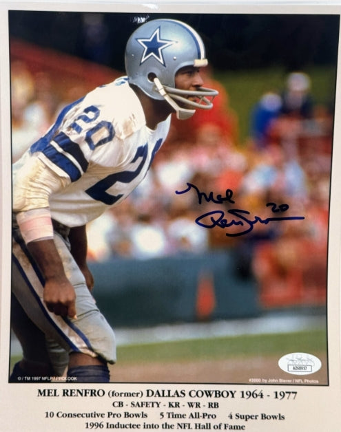 Mel Renfro Autographed Dallas Cowboys 8x10 Photo JSA COA - Latitude Sports Marketing