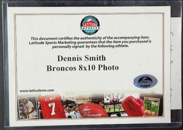 Dennis Smith Autographed Denver Broncos 8x10 Photo Deluxe Framed JSA COA