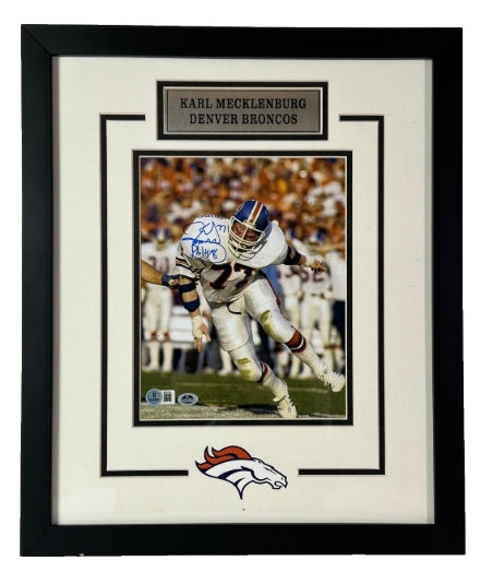 Karl Mecklenburg Autographed/Inscribed "Phil. 4:8" Denver Broncos 8x10 Photo Framed BAS COA