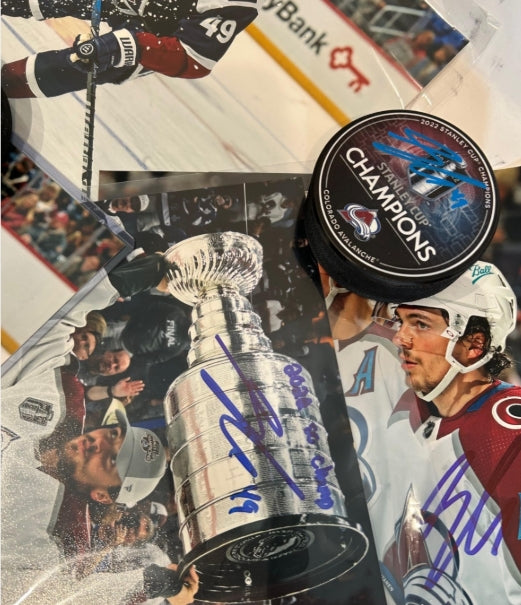 Sam Girard Autographed Puck and Photo Package - Colorado Avalanche Memorabilia - Latitude Sports Marketing
