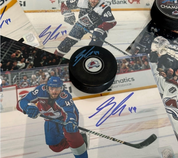 Sam Girard Autographed Puck and Photo Package - Colorado Avalanche Memorabilia - Latitude Sports Marketing