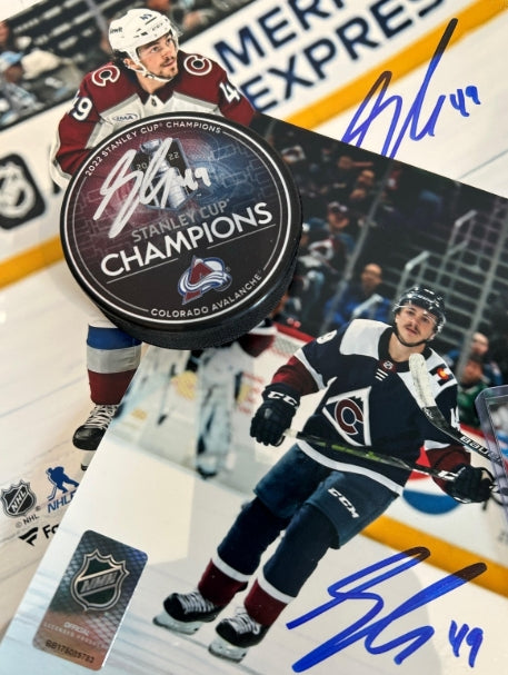 Sam Girard Autographed Puck and Photo Package - Colorado Avalanche Memorabilia - Latitude Sports Marketing
