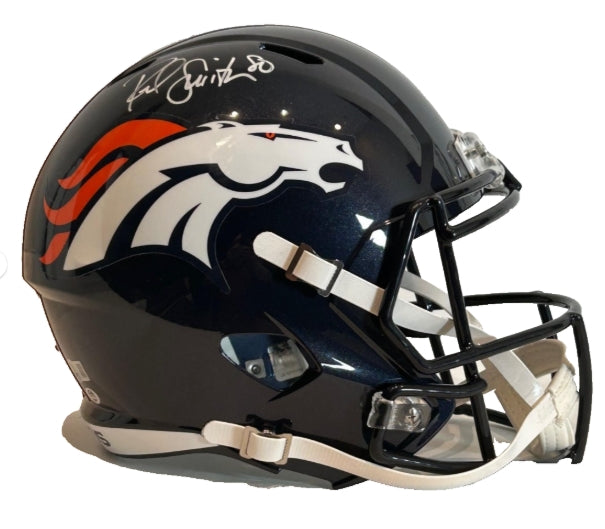 Rod Smith Autographed Denver Broncos Navy Replica Helmet BAS COA - Latitude Sports Marketing