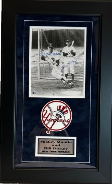 Mickey Mantle, Bill Dickey Autographed 8x10 Framed Photo Beckett COA - Latitude Sports Marketing