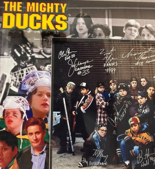 Mighty Ducks Cast-Signed 16x20 Photo Framed Shadowbox JSA COA — 8 Signatures - Latitude Sports Marketing