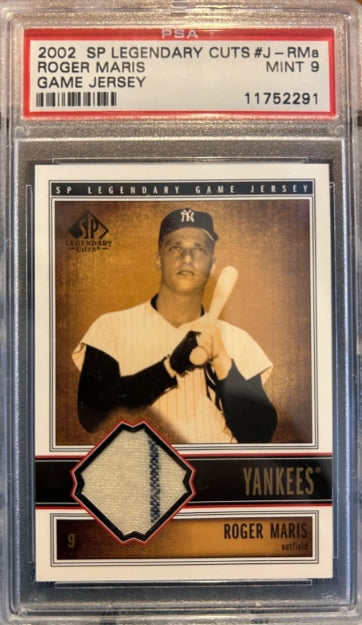 2002 SP Legendary Cuts #J-RMa Roger Maris Game Jersey Patch PSA 9