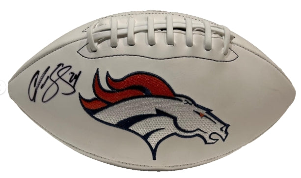 Champ Bailey Autographed White Panel Broncos Football - BAS COA - Latitude Sports Marketing