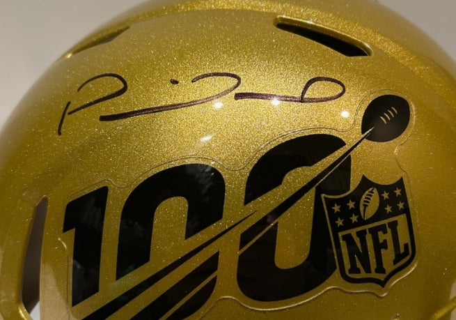 Patrick Mahomes Autographed NFL 100 Gold Full Size Pro Helmet - Fanatics COA