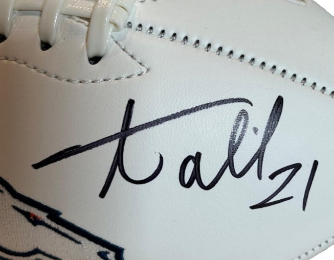 Chris Harris Jr. & Aqib Talib Dual-Signed Denver Broncos White Panel Football – Inscribed "No Fly Zone" w/ 3 SB Logos | BAS COA - Latitude Sports Marketing
