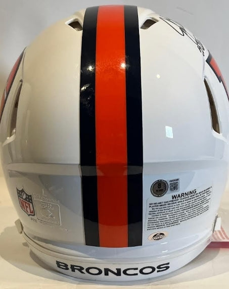 John Elway Autographed Denver Broncos Snowcapped Pro Speed Helmet BAS COA - Latitude Sports Marketing