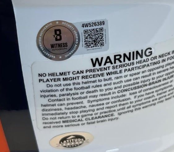 John Elway Autographed Denver Broncos Snowcapped Pro Speed Helmet BAS COA - Latitude Sports Marketing