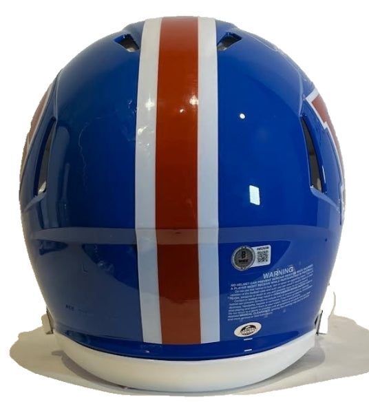 John Elway Autographed 1987 NFL MVP Inscribed Denver Broncos Retro D Pro Helmet BAS COA - Latitude Sports Marketing