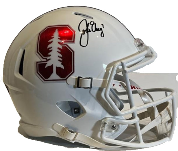 John Elway Autographed Stanford Cardinal White Replica Helmet BAS COA - Latitude Sports Marketing