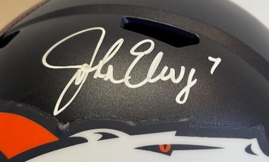 John Elway Autographed Denver Broncos Navy 5280 Replica Helmet BAS COA - Latitude Sports Marketing