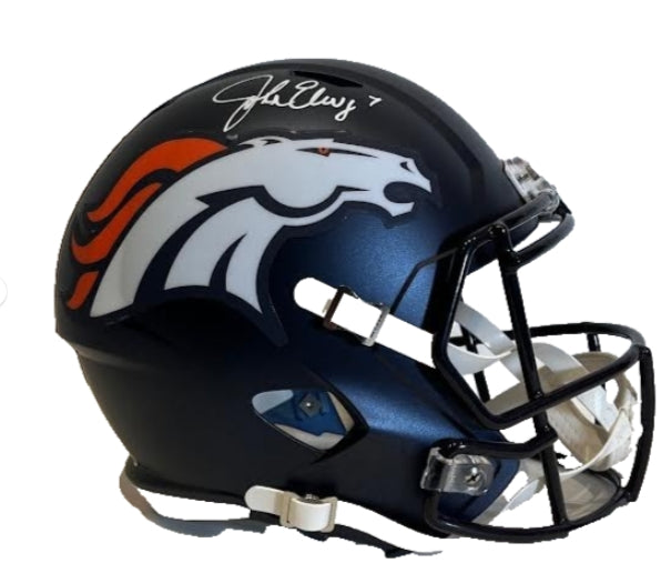 John Elway Autographed Denver Broncos Navy 5280 Replica Helmet BAS COA - Latitude Sports Marketing