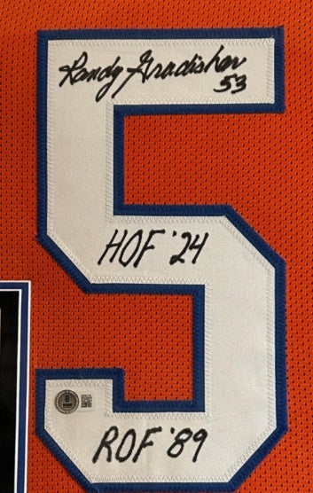 Randy Gradishar Autographed/2x Inscribed Deluxe Framed Denver Broncos Jersey BAS COA