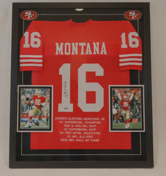 Joe Montana San Francisco 49ers Signed Mitchell & Ness Stat Jersey Tri-Star COA - Latitude Sports Marketing
