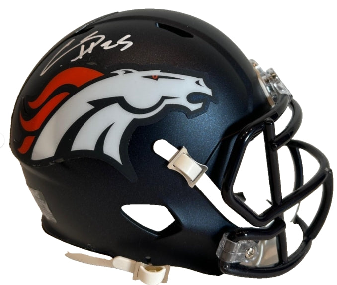 Chris Harris Jr. Autographed Denver Broncos Navy Mini Helmet – Beckett COA - Latitude Sports Marketing
