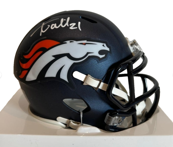 Aqib Talib Autographed Denver Broncos Navy Mini Helmet – Beckett COA - Latitude Sports Marketing
