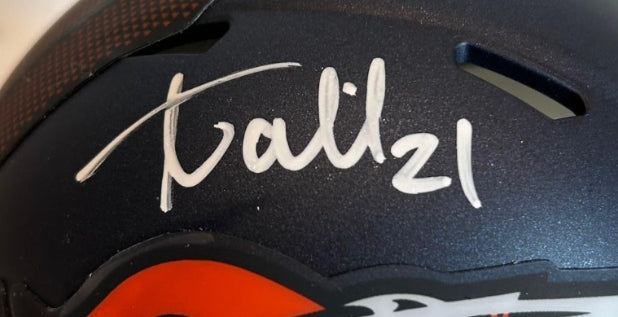 Aqib Talib Autographed Denver Broncos Navy Mini Helmet – Beckett COA - Latitude Sports Marketing