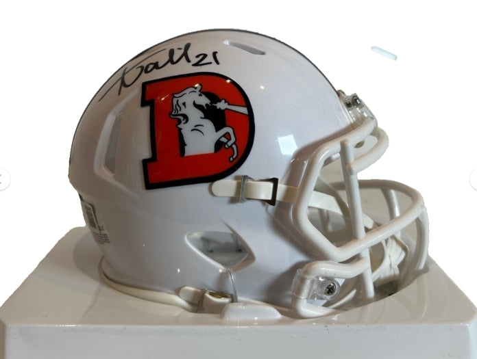 Aqib Talib Autographed Denver Broncos Snowcapped Mini Helmet – Beckett COA - Latitude Sports Marketing
