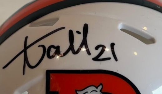 Aqib Talib Autographed Denver Broncos Snowcapped Mini Helmet – Beckett COA - Latitude Sports Marketing