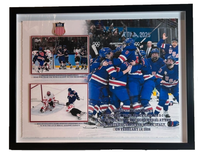 USA Women's Hockey Team – Gold Medal Milan 2026 Framed Photo Collage (27"W x 22"H)
