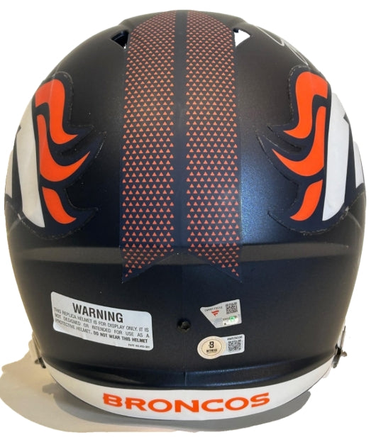 John Elway & Peyton Manning Dual Autographed Broncos Replica Helmet BAS COA & Fanatics COA - Latitude Sports Marketing