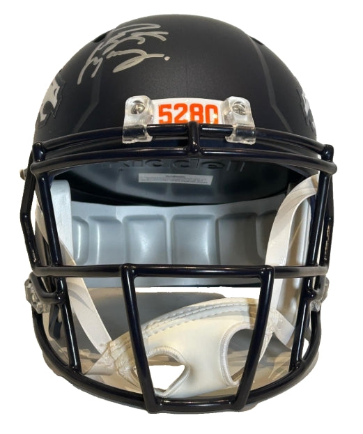 John Elway & Peyton Manning Dual Autographed Broncos Replica Helmet BAS COA & Fanatics COA - Latitude Sports Marketing