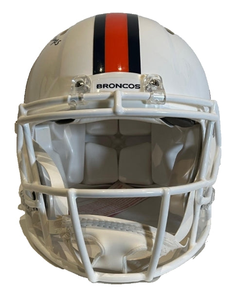 John Elway Autographed/Inscribed "SB XXXII & XXXIII Champs" Pro Snowcapped Helmet BAS COA - Latitude Sports Marketing