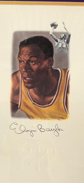 LA Lakers Legends W. Chamberlain, J. West, Magic Johnson, E. Baylor, K. Abdul-Jabbar 5-signature Litho PSA LOA