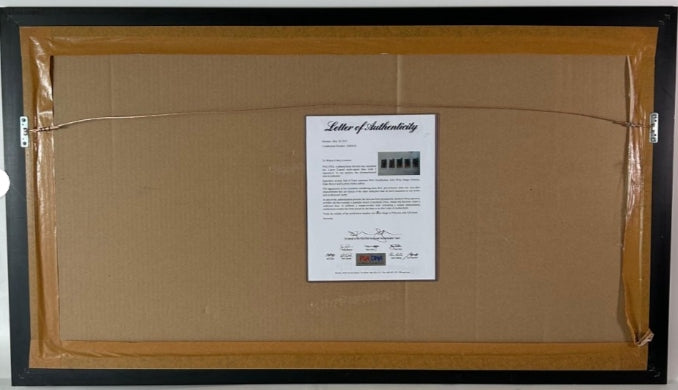 LA Lakers Legends W. Chamberlain, J. West, Magic Johnson, E. Baylor, K. Abdul-Jabbar 5-signature Litho PSA LOA