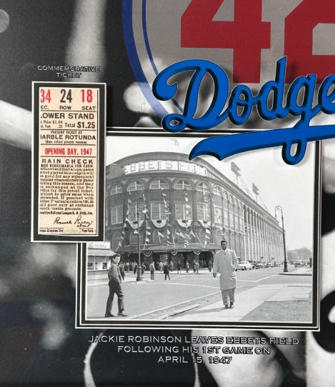 Jackie Robinson Laser Signature Brooklyn Dodgers Debut Framed (25.5"x25.5") Collage