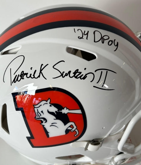 Patrick Surtain II Autographed/Inscribed "24DPOY" Denver Broncos Snowcapped Pro Helmet BAS COA